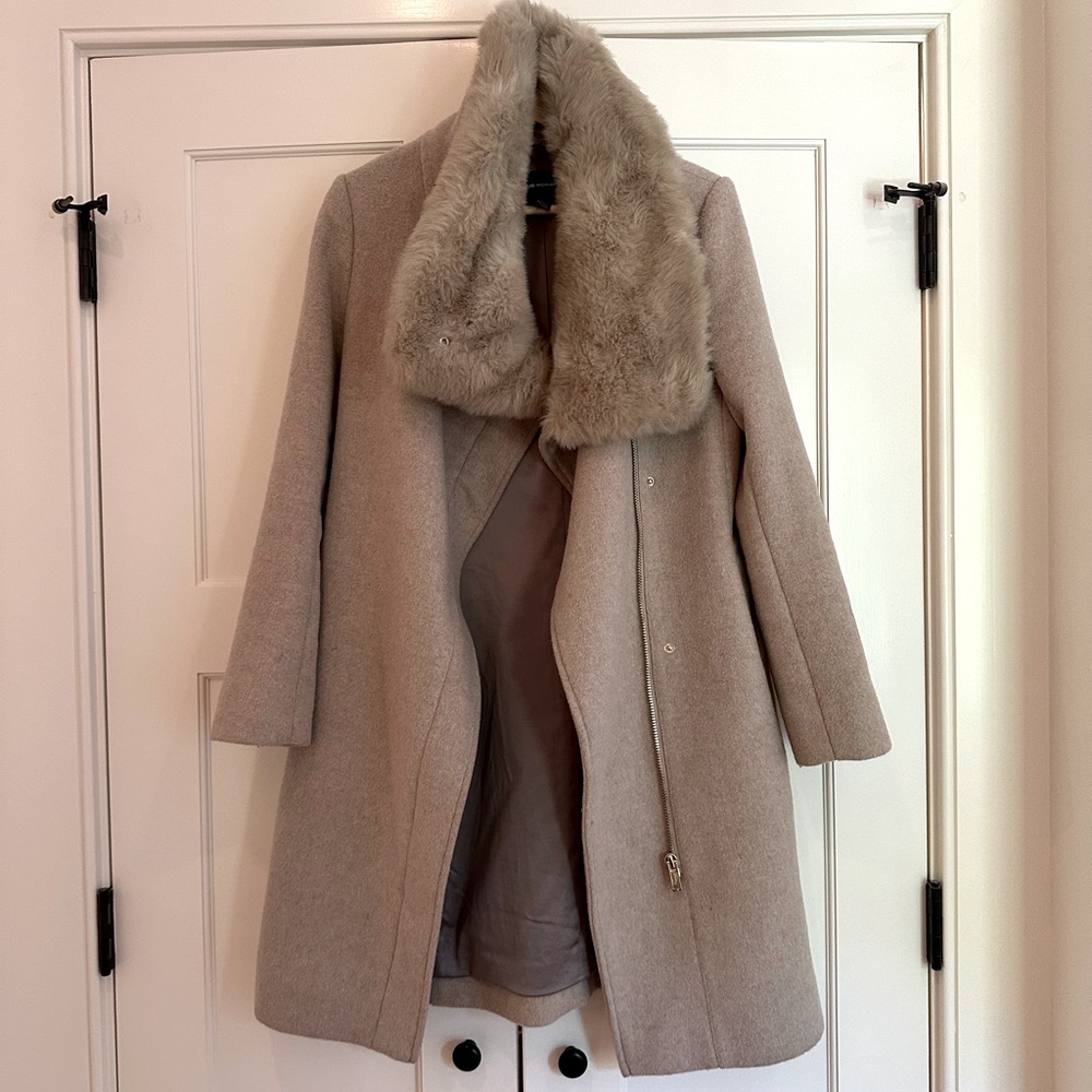 Club Monaco Wool Jacket with Faux Fur Collar